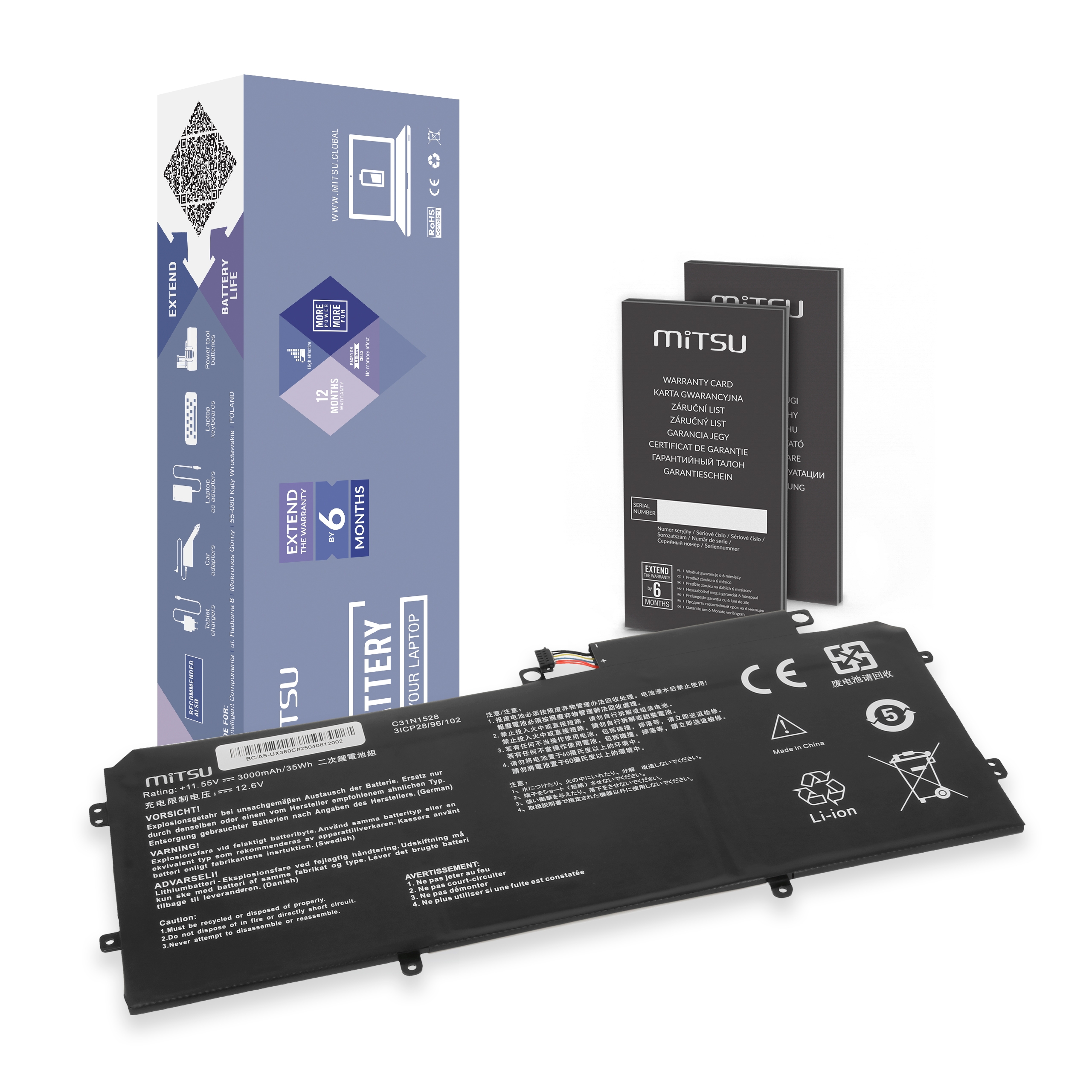 Bateria Mitsu do Asus ZenBook UX360C, UX360CA