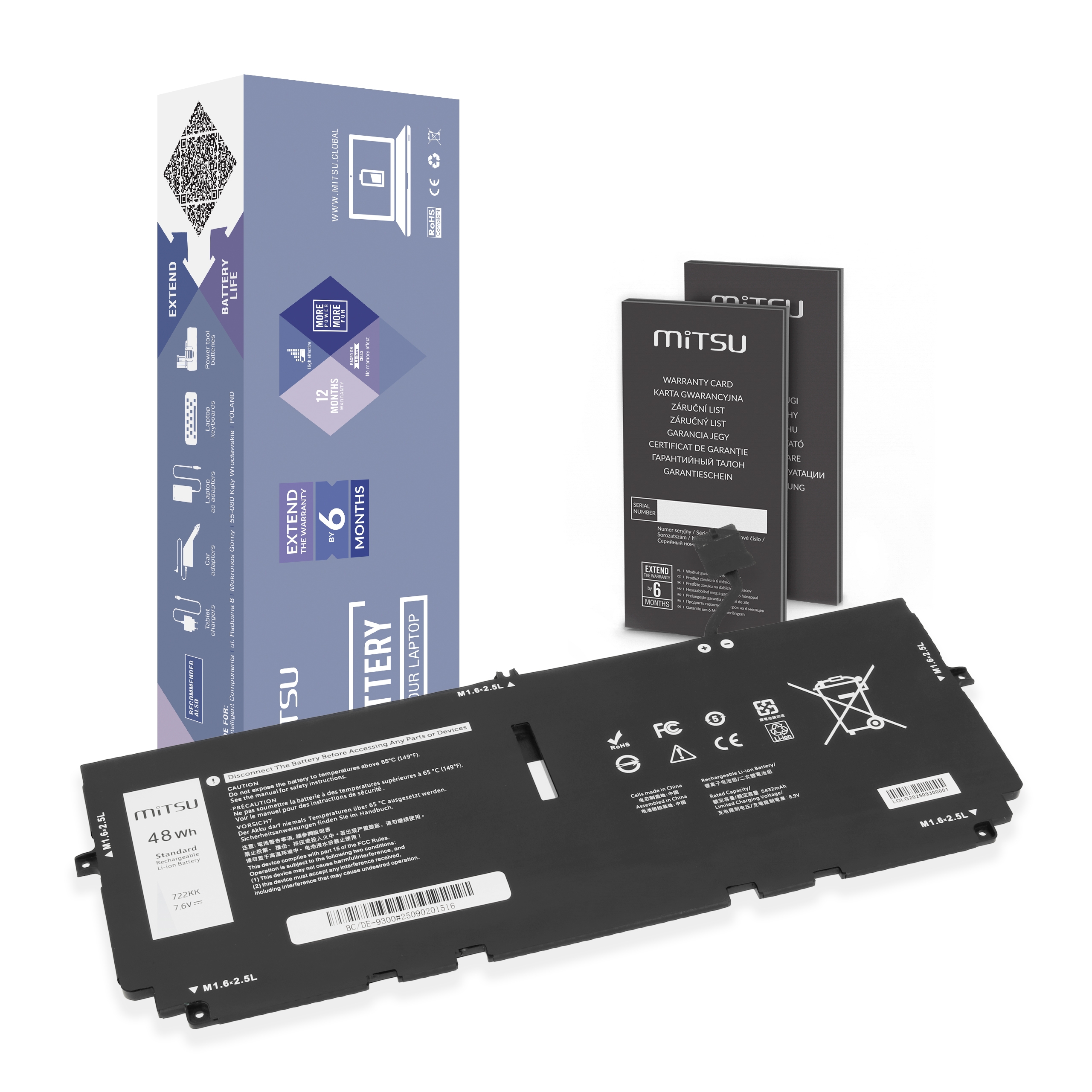 Bateria Mitsu do Dell XPS 13 9300, 9310, 9380
