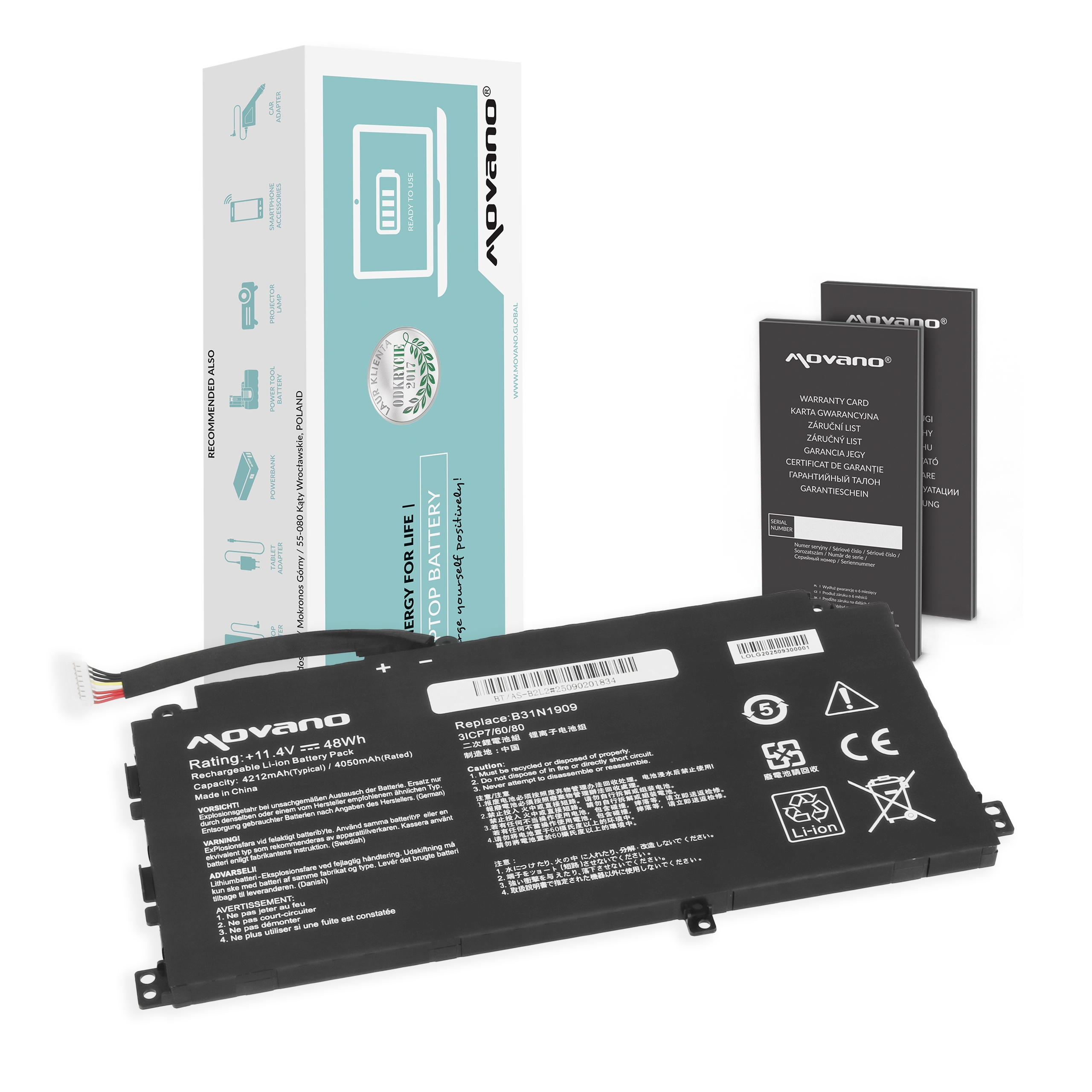 Bateria Movano do Asus ExpertBook B2 B2402CBA, P2451F