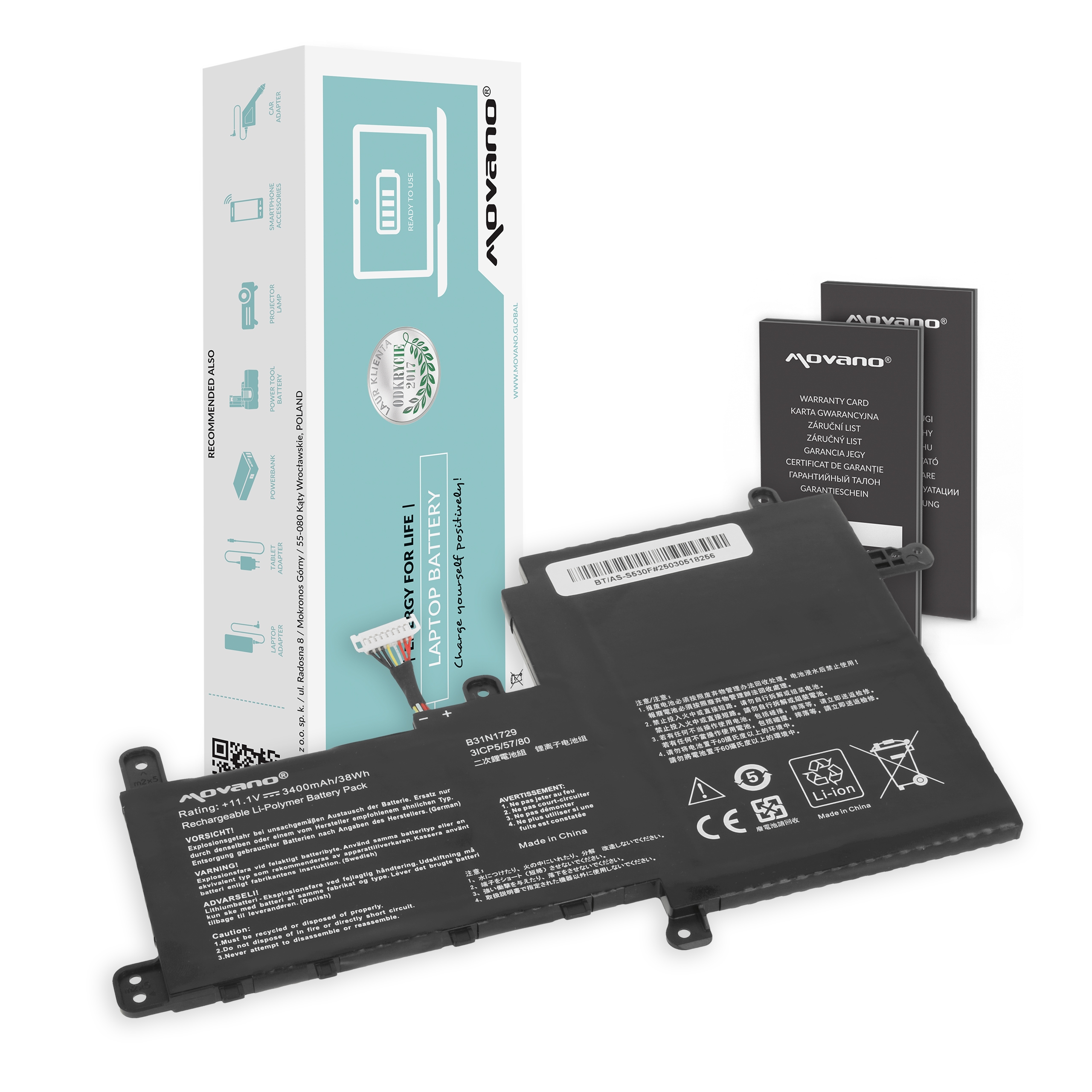 Bateria Movano do Asus Vivobook S15 S530F, S530U, S530UN