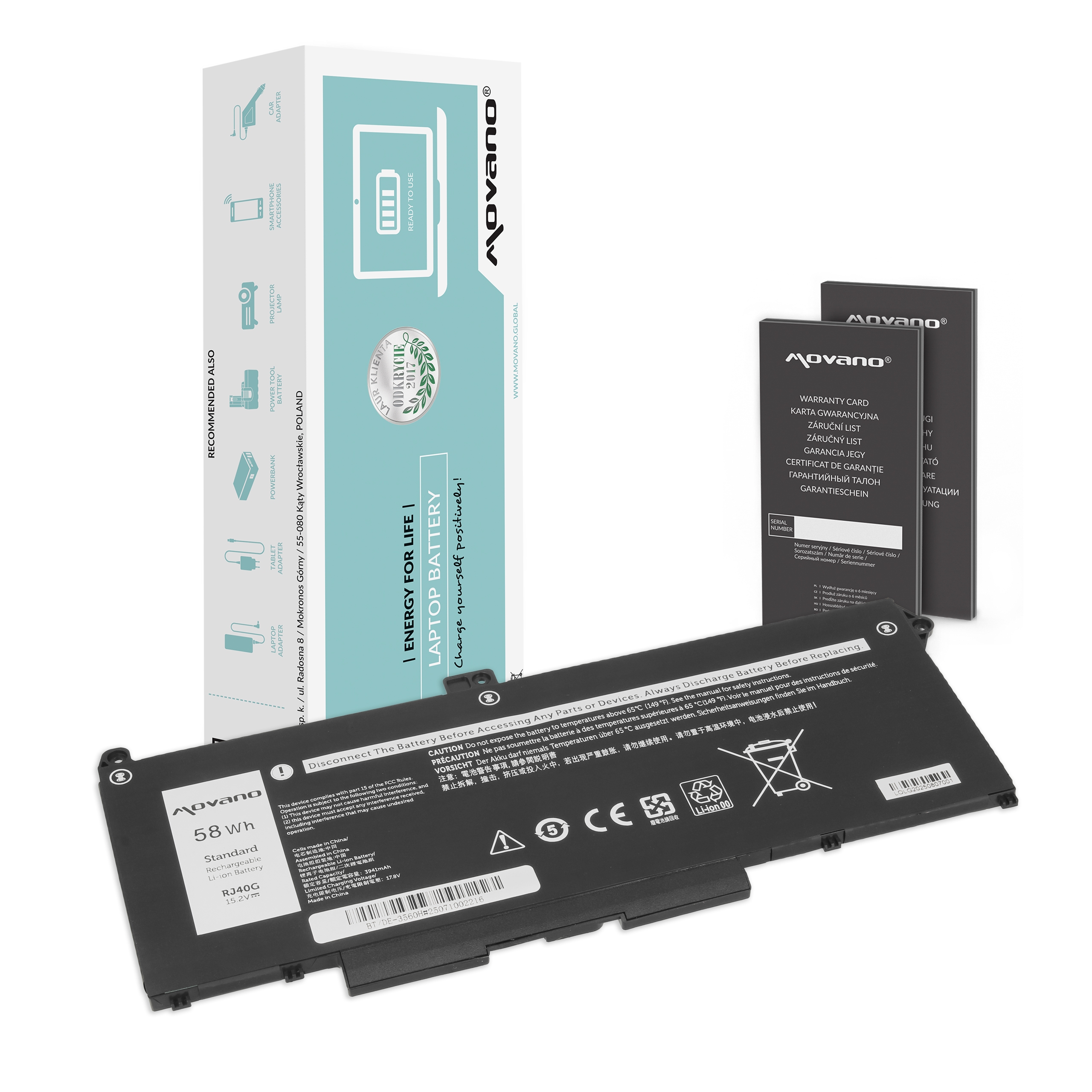 Bateria Movano do Dell Latitude 5420, 5520, Precision 3560 (3800mAh)