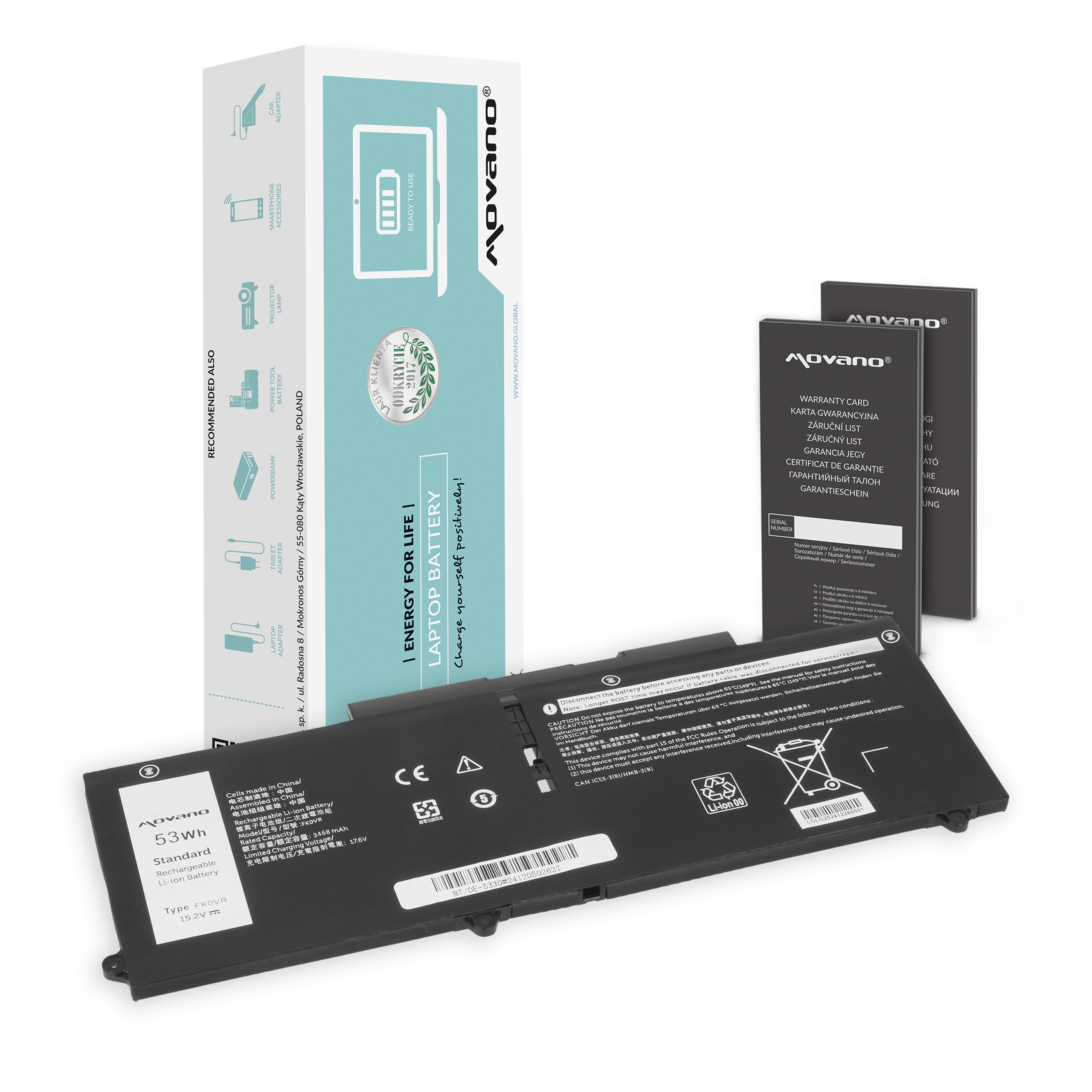 Bateria Movano do Dell Latitude 5330, 7330, Precision 15 3570