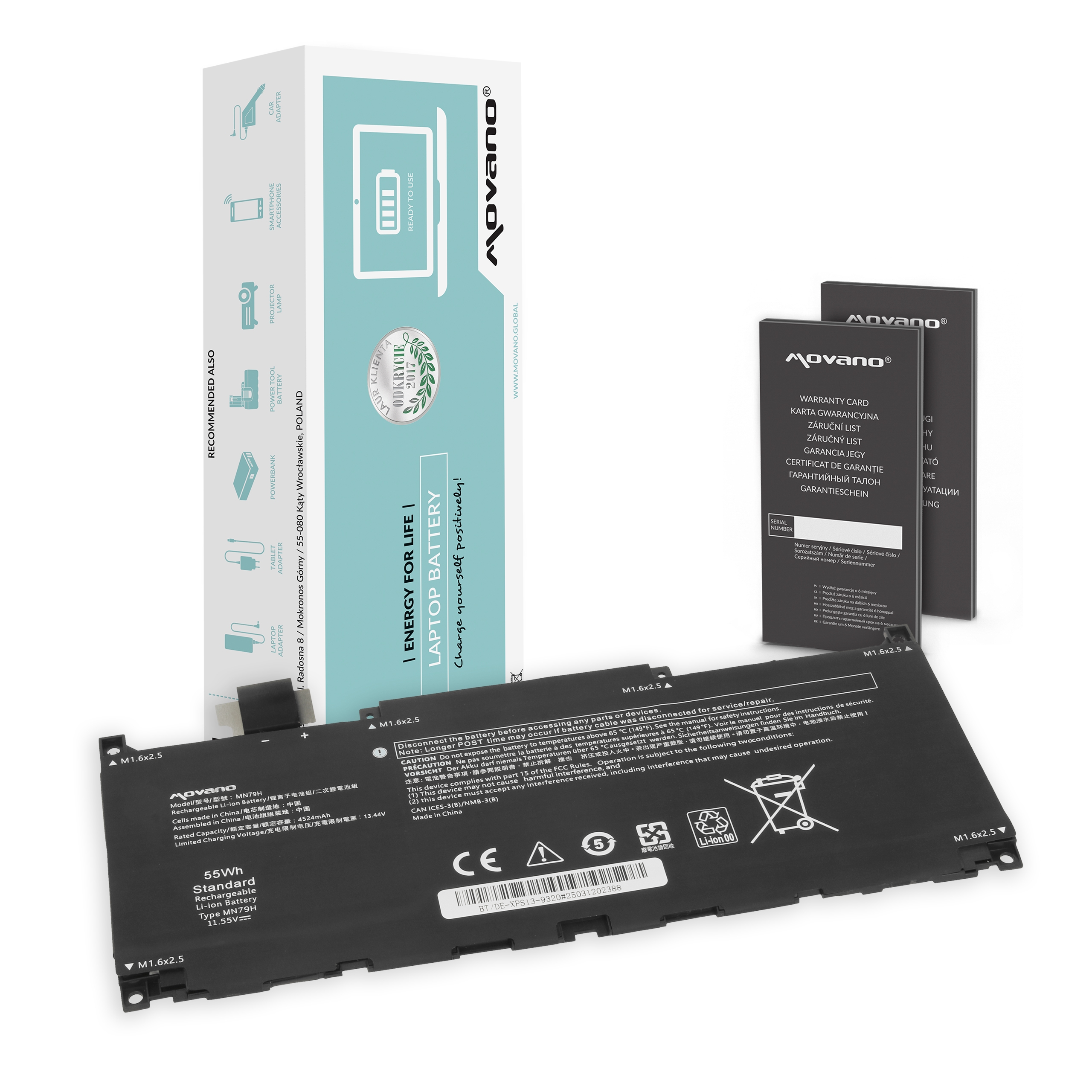 Bateria Movano do Dell XPS 13 Plus 9320