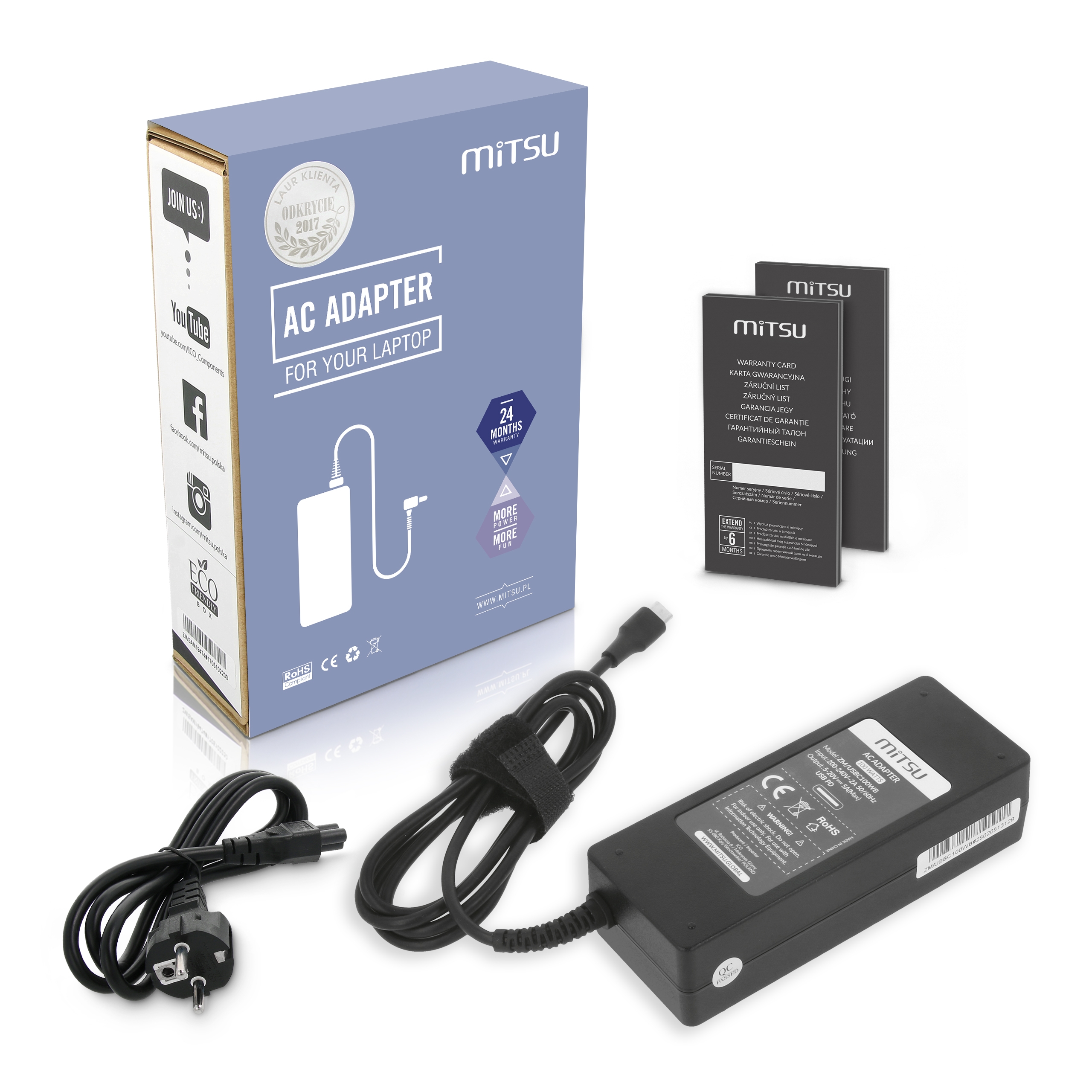 Zasilacz Mitsu 100W USB type C USB-C (black)