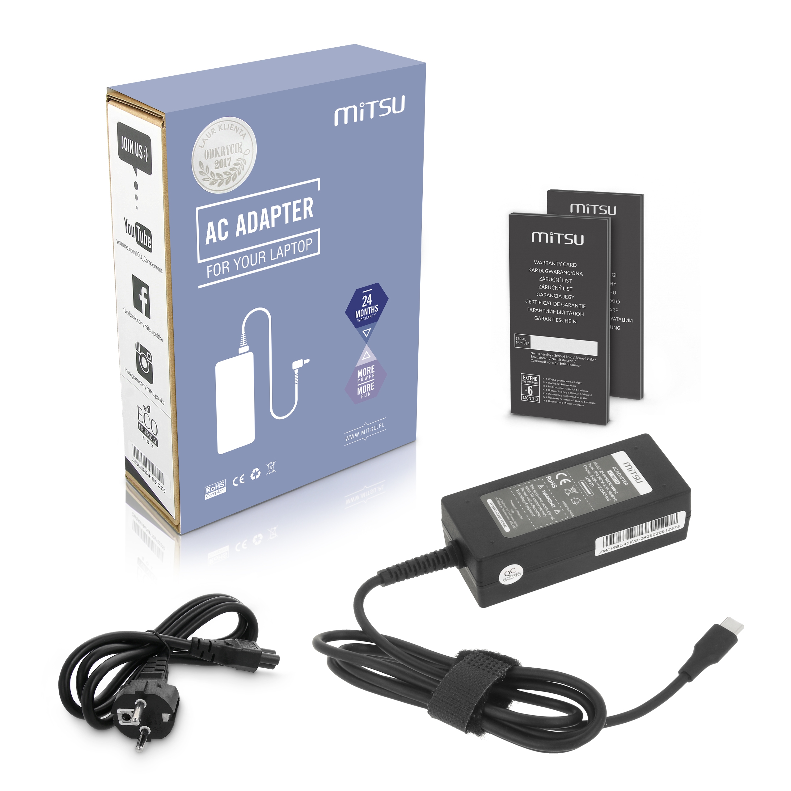 Zasilacz Mitsu 45W USB type C USB-C (black)