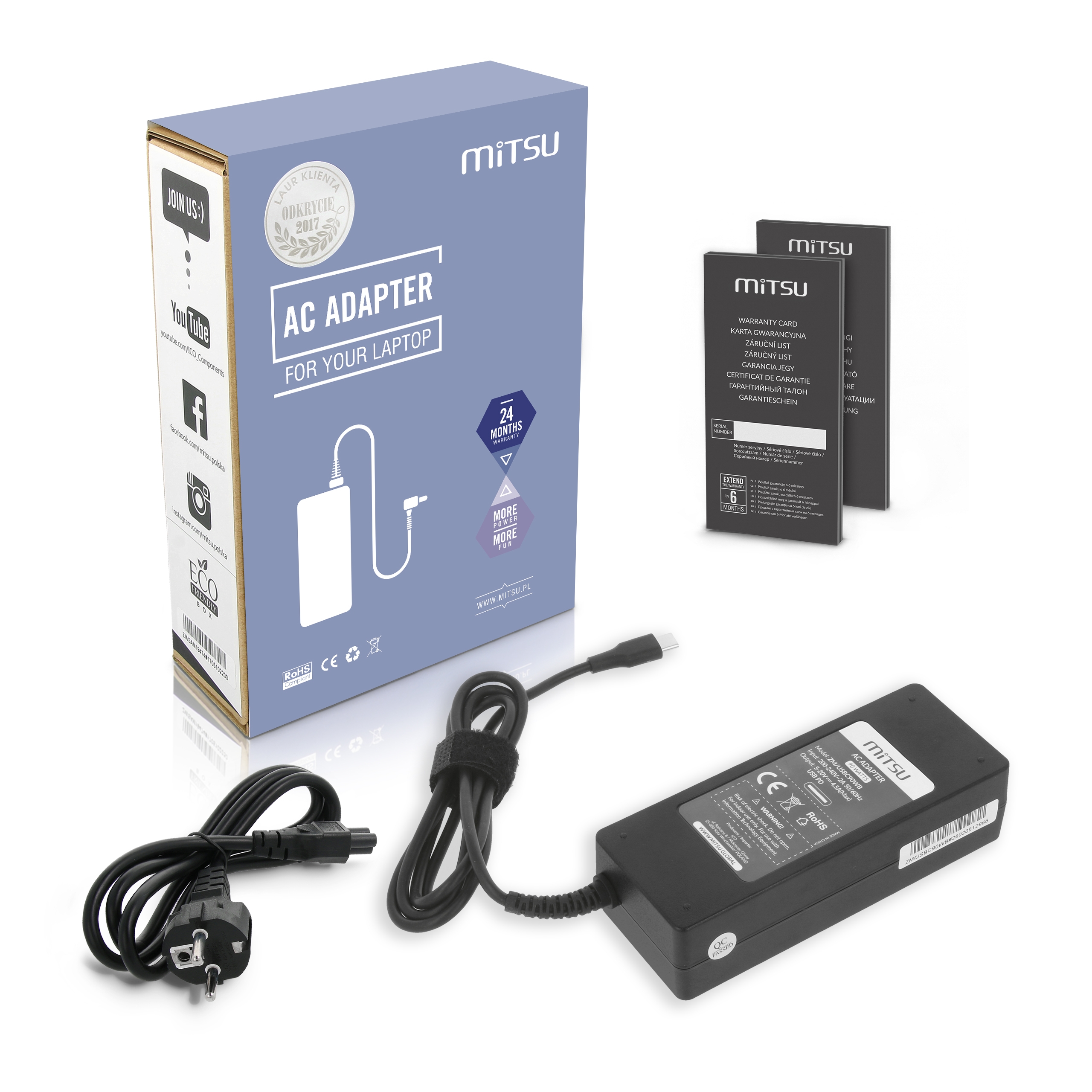 Zasilacz Mitsu 90W USB type C USB-C (black)
