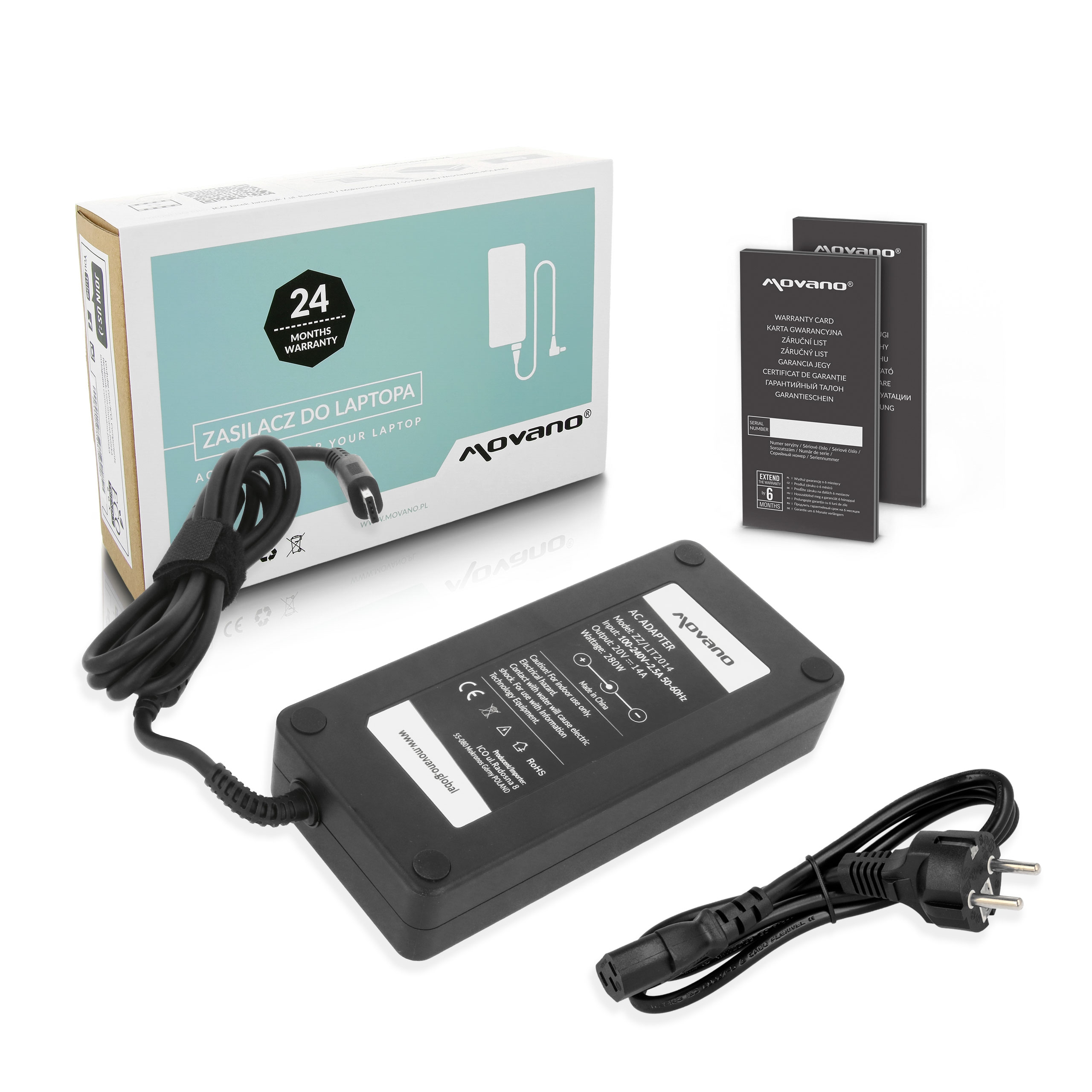 Zasilacz Movano 20v 14a (USB) 280W do MSI